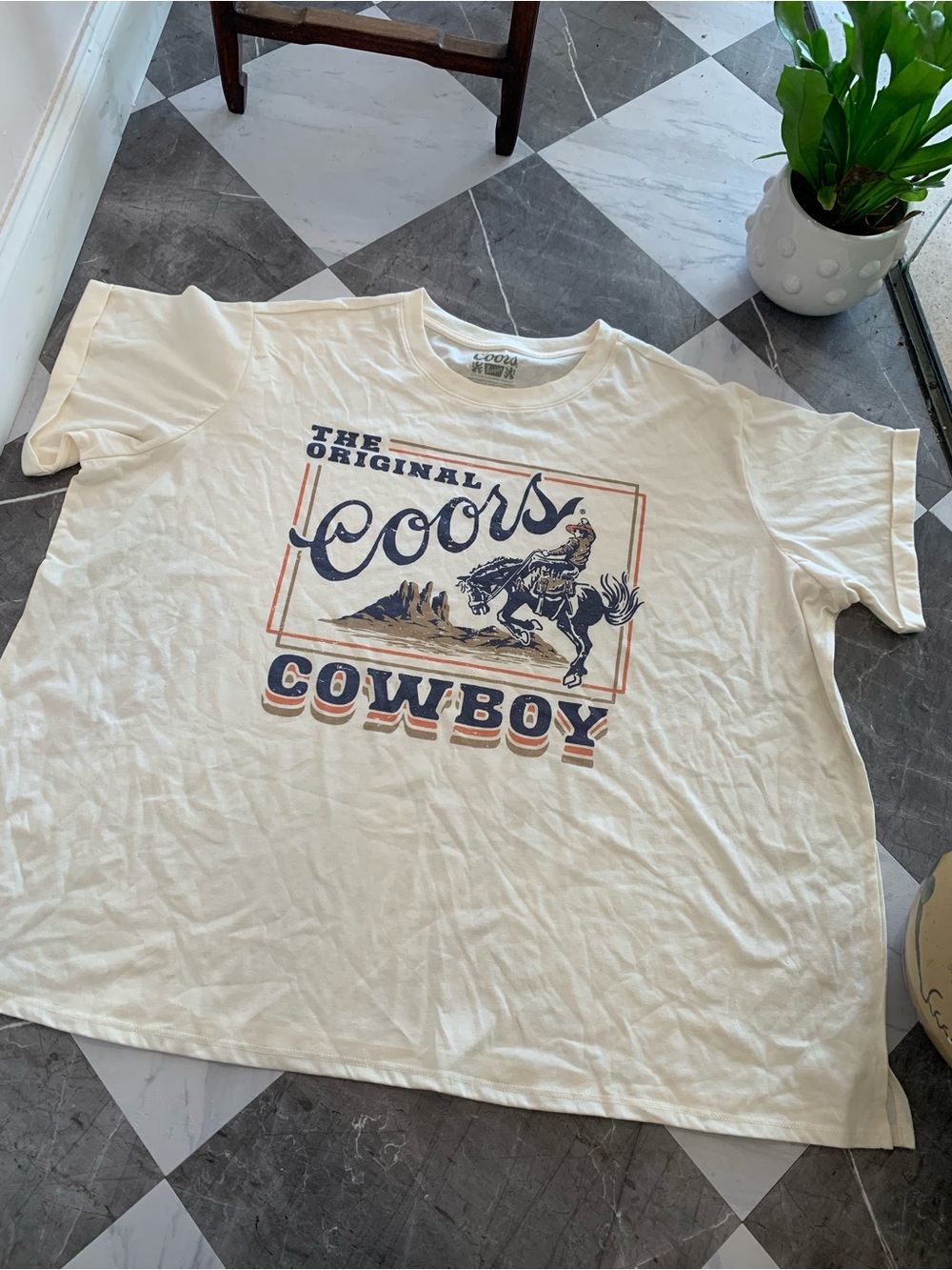 187 Hybrid Apparel Coors Banquet Tee - Cream with Navy & Orange Graphics